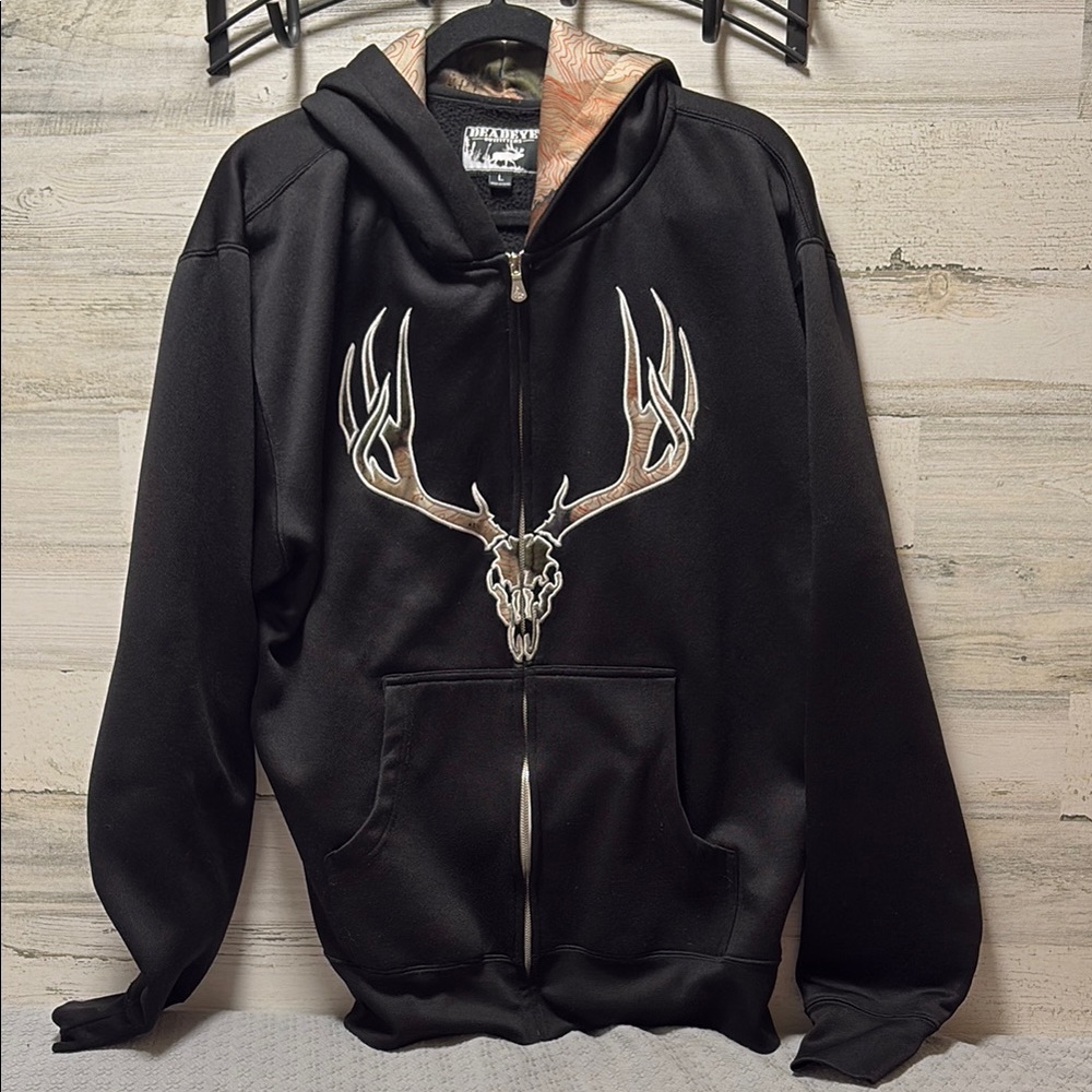 Deadeye Black Hoodie with Antler Design